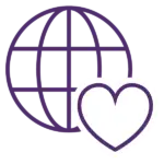 World with heart icon